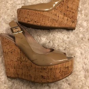 Tan Steve Madden Cork Wedges - Size 9